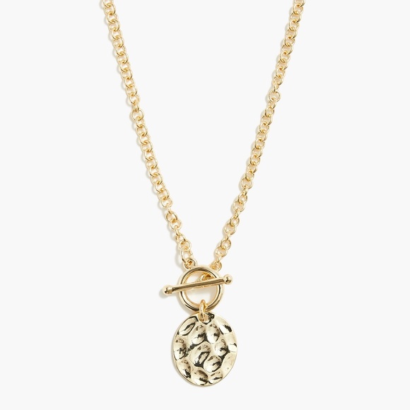 J.Crew Hammered Gold Pendant Necklace - Picture 1 of 3